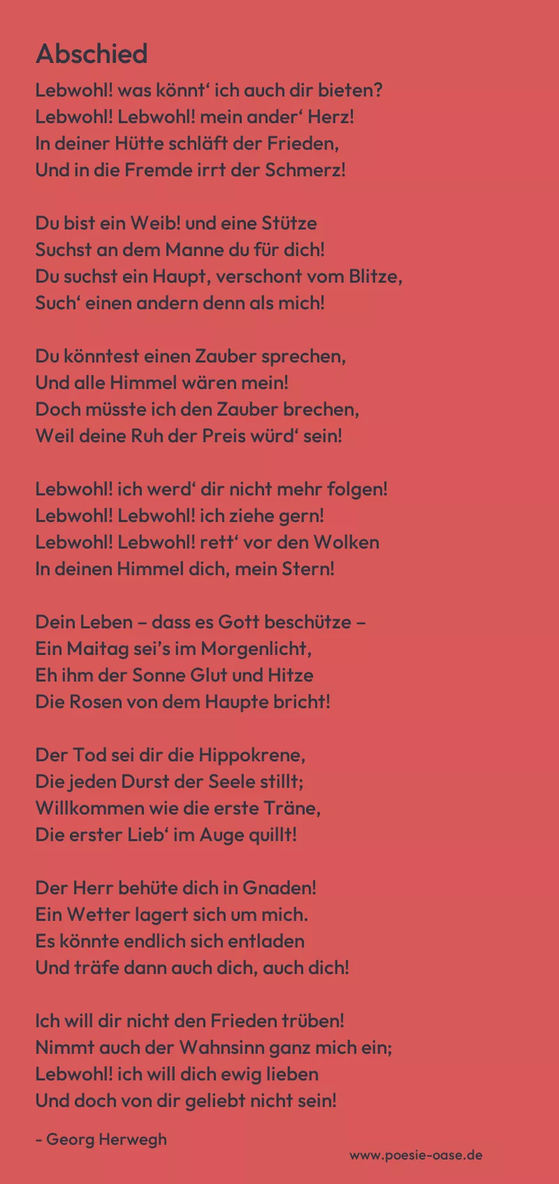 Gedicht: Abschied von Georg Herwegh