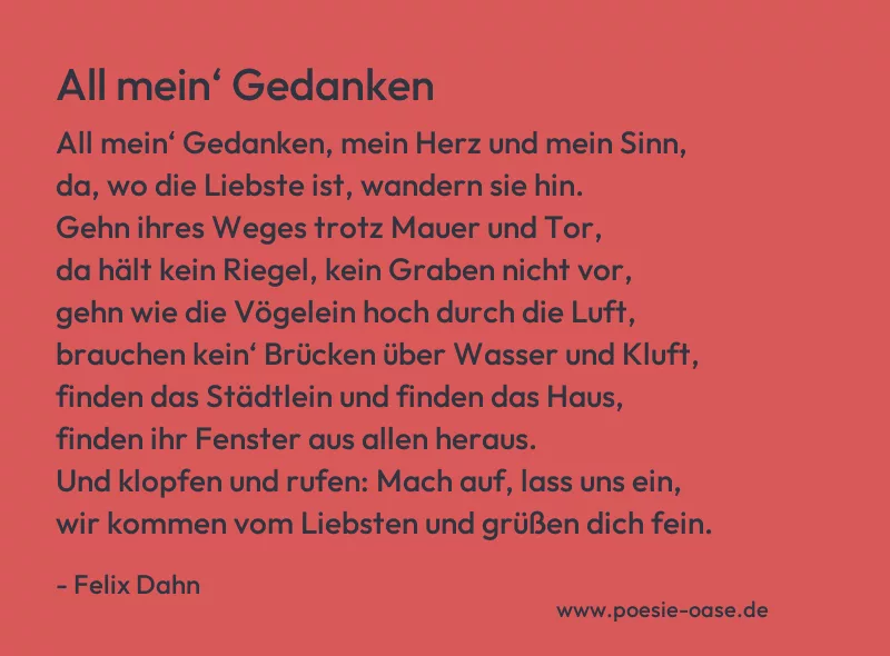 Gedicht: All mein‘ Gedanken von Felix Dahn