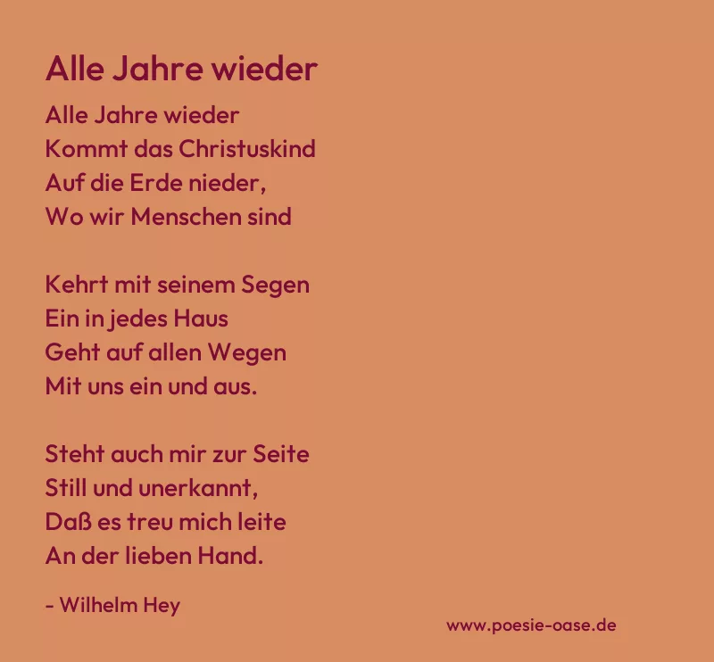 Gedicht: Alle Jahre wieder von Wilhelm Hey