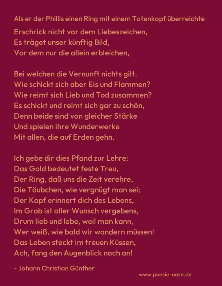 Als er der Phillis einen Ring mit einem Totenkopf überreichte