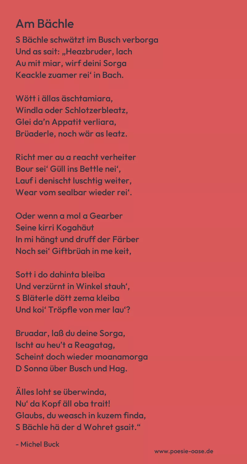 Gedicht: Am Bächle von Michel Buck
