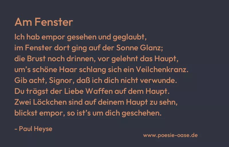 Gedicht: Am Fenster von Paul Heyse