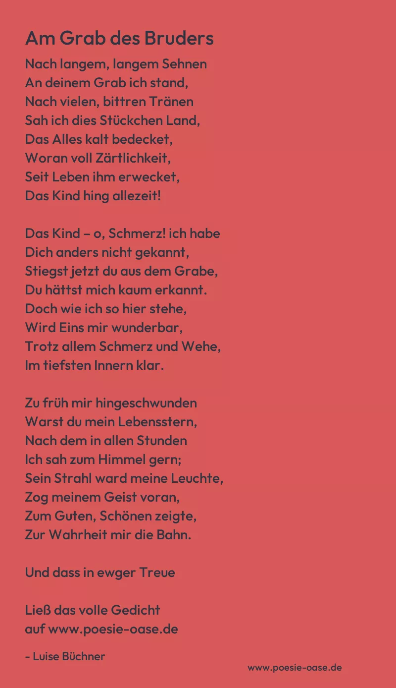 Gedicht: Am Grab des Bruders von Luise Büchner