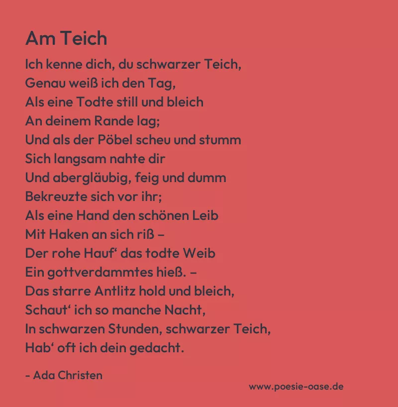 Gedicht: Am Teich von Ada Christen
