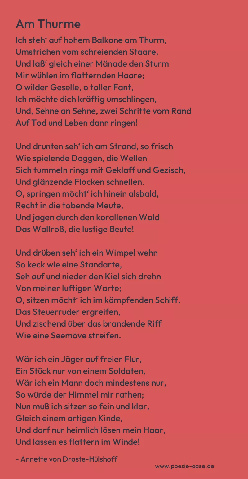 Gedicht: Am Thurme von Annette von Droste-Hülshoff