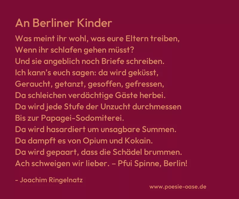 Gedicht: An Berliner Kinder von Joachim Ringelnatz