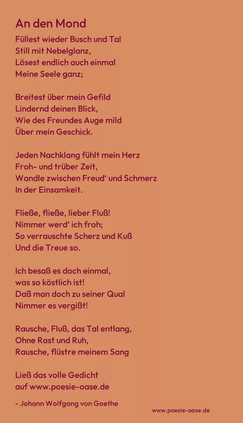 Gedicht: An den Mond von Johann Wolfgang von Goethe