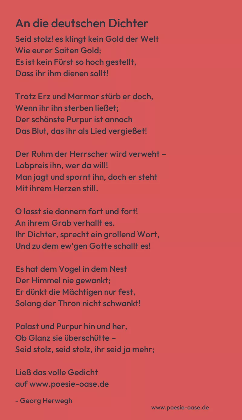 Gedicht: An die deutschen Dichter von Georg Herwegh