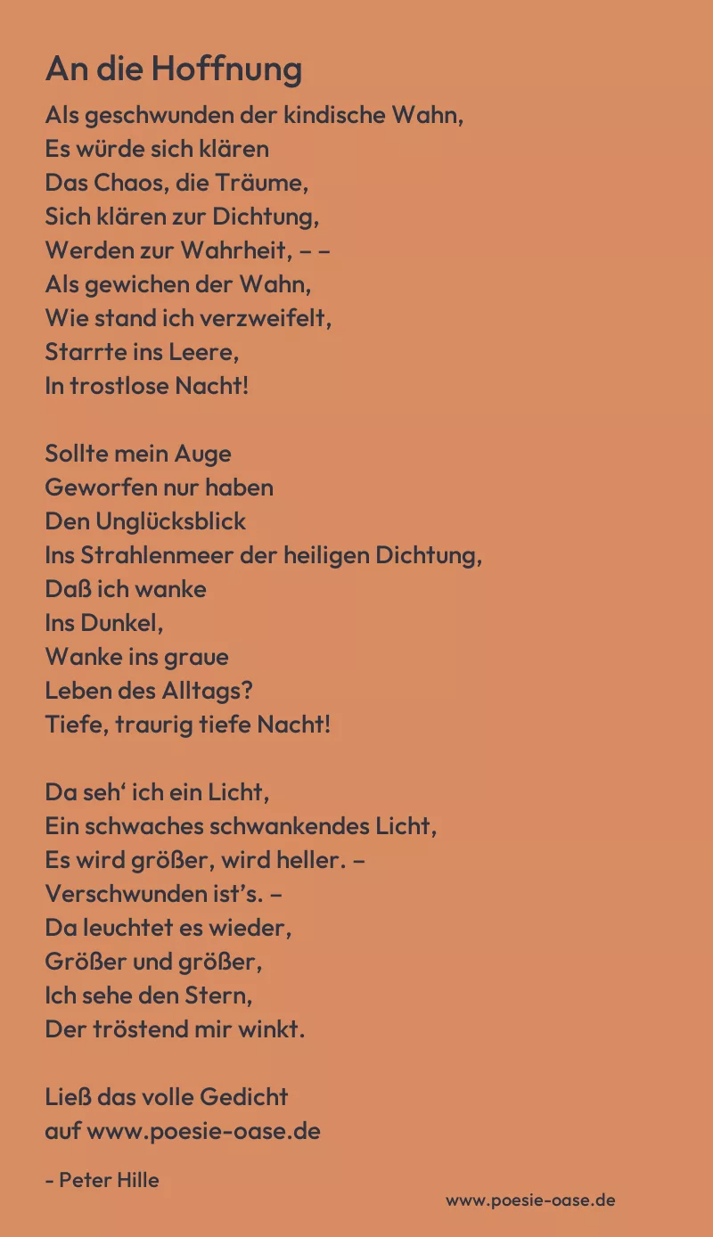 Gedicht: An die Hoffnung von Peter Hille