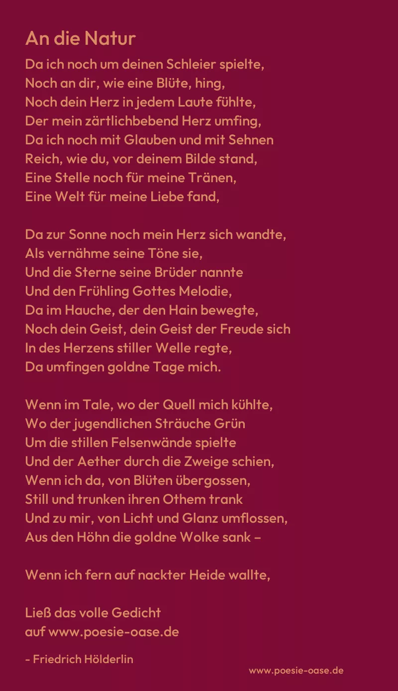 Gedicht: An die Natur von Friedrich Hölderlin