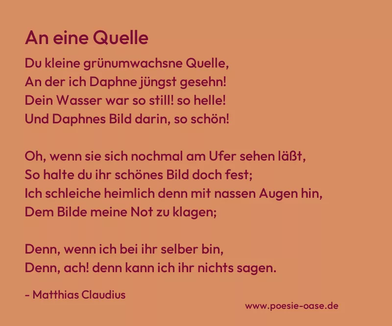 Gedicht: An eine Quelle von Matthias Claudius