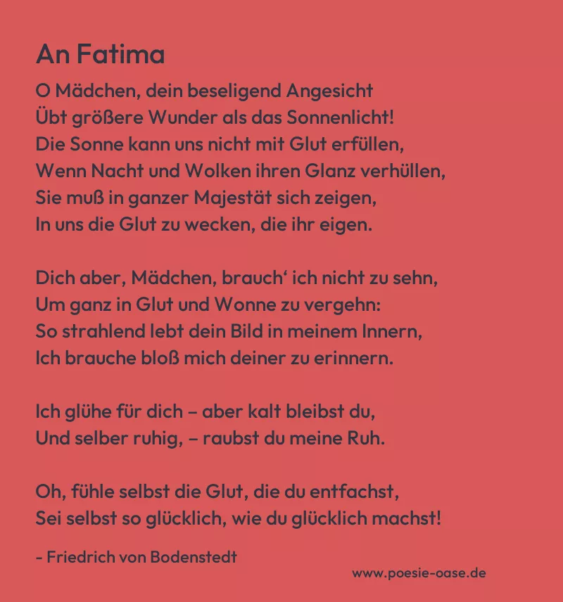 Gedicht: An Fatima von Friedrich von Bodenstedt