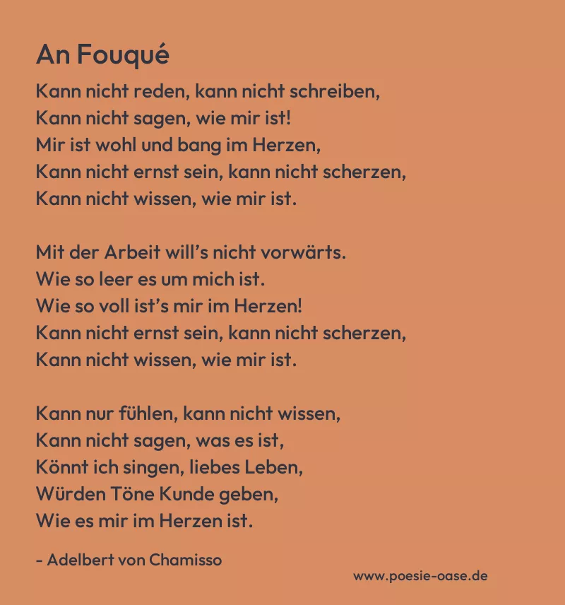 Gedicht: An Fouqué von Adelbert von Chamisso