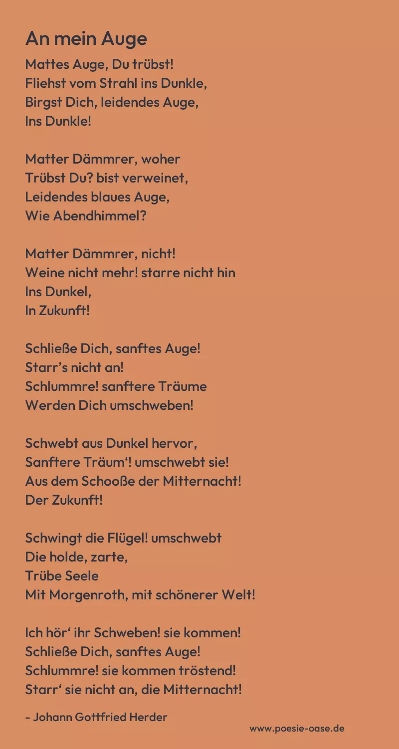 Gedicht: An mein Auge von Johann Gottfried Herder