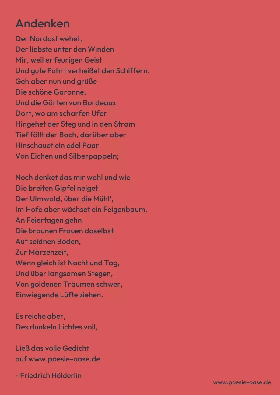 Gedicht: Andenken von Friedrich Hölderlin
