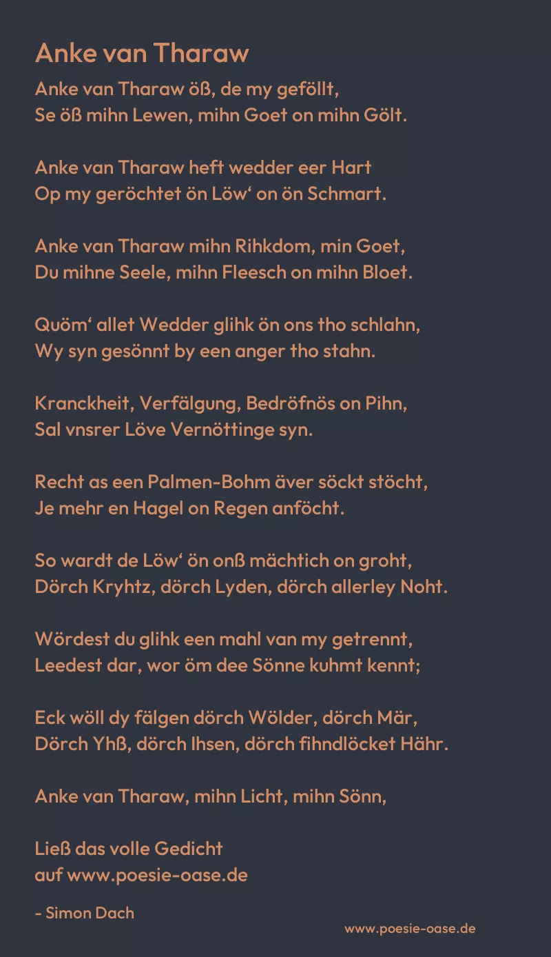 Gedicht: Anke van Tharaw von Simon Dach