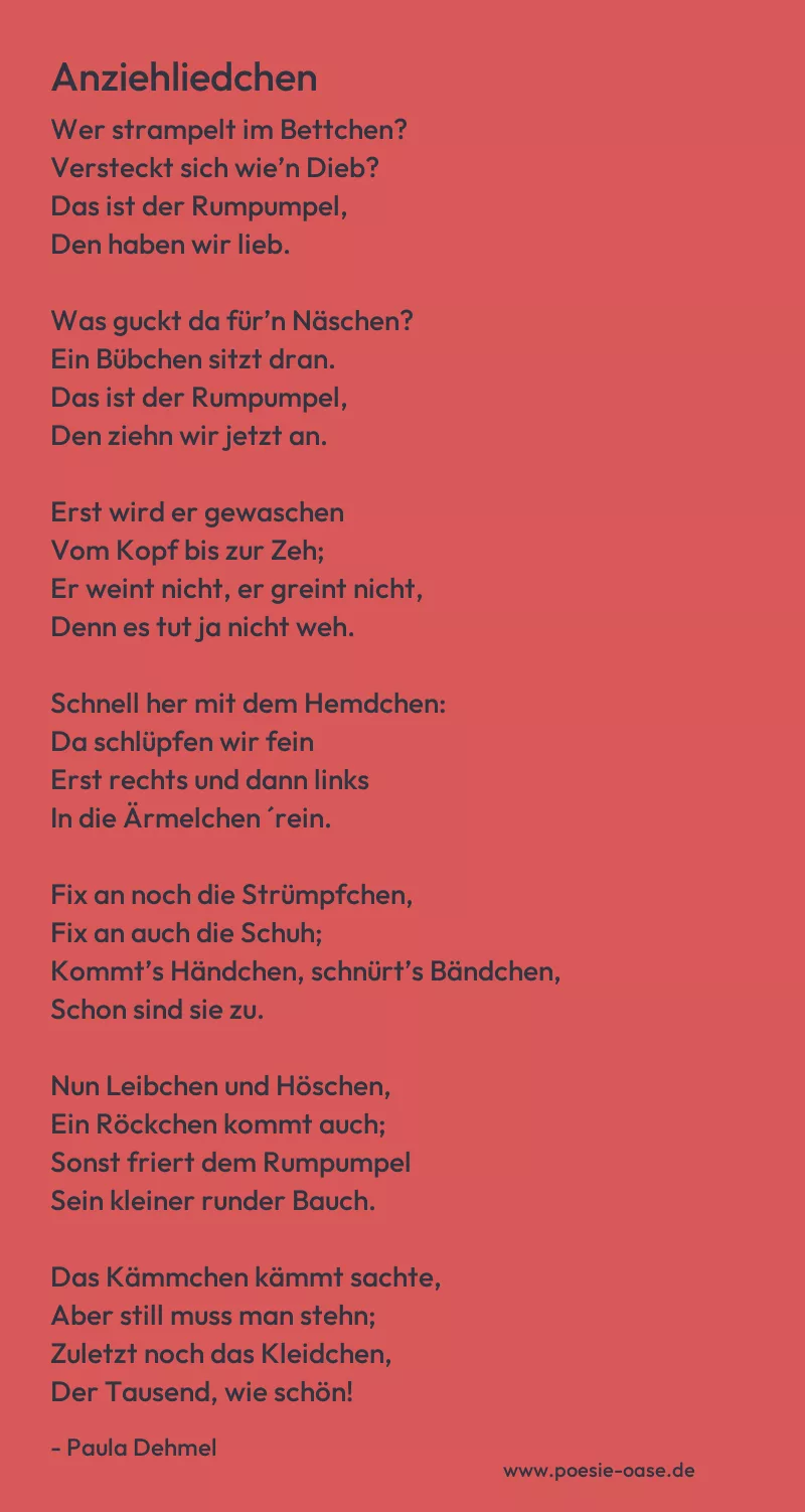 Gedicht: Anziehliedchen von Paula Dehmel