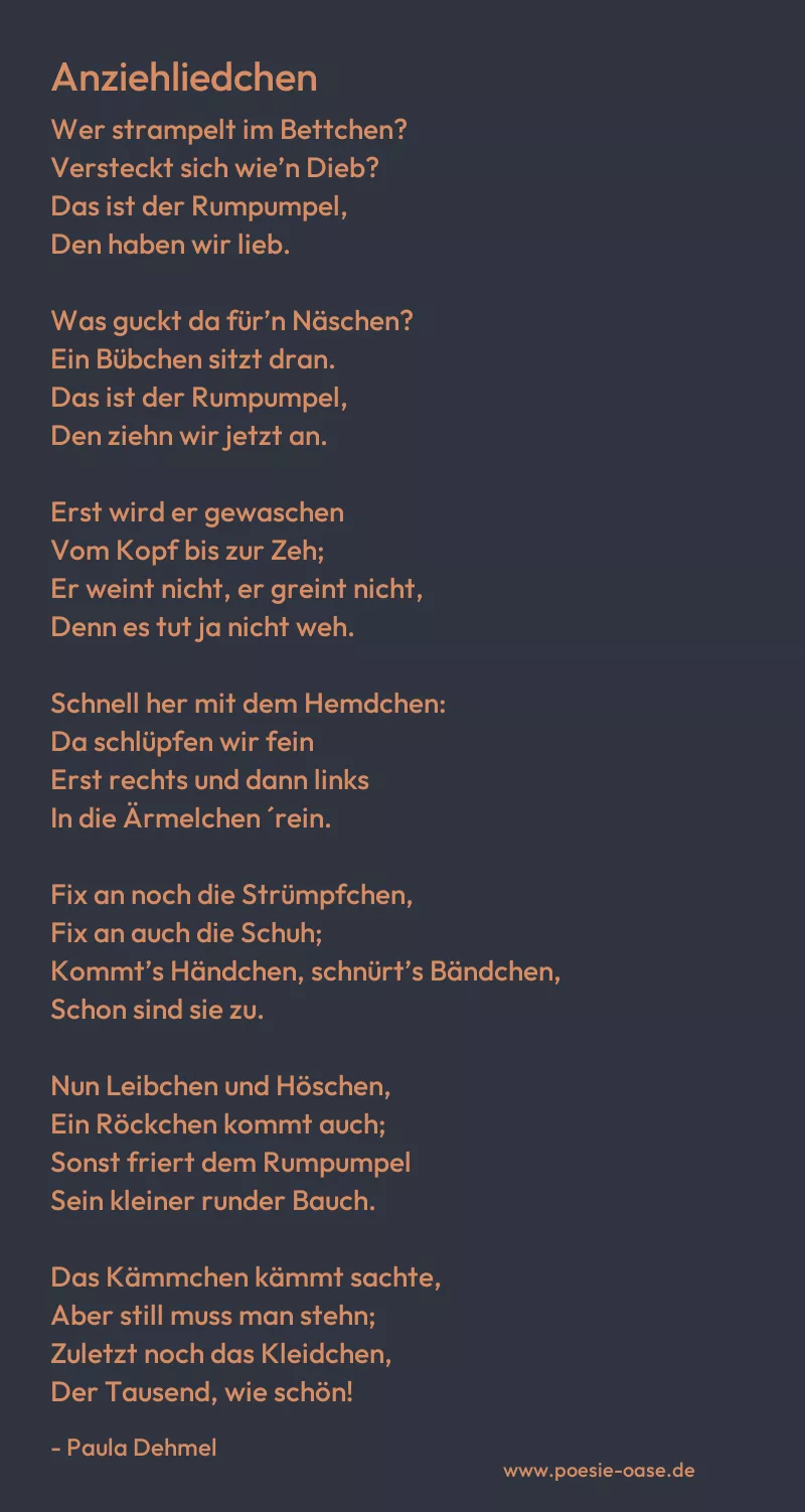 Gedicht: Anziehliedchen von Paula Dehmel