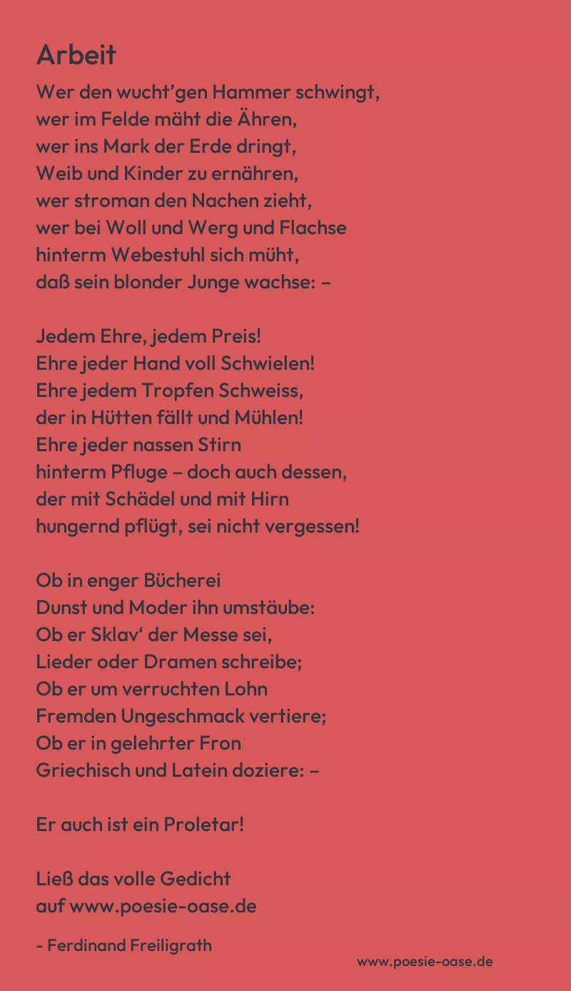 Gedicht: Arbeit von Ferdinand Freiligrath