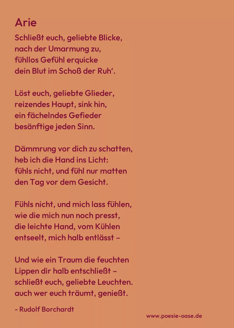Gedicht: Arie von Rudolf Borchardt