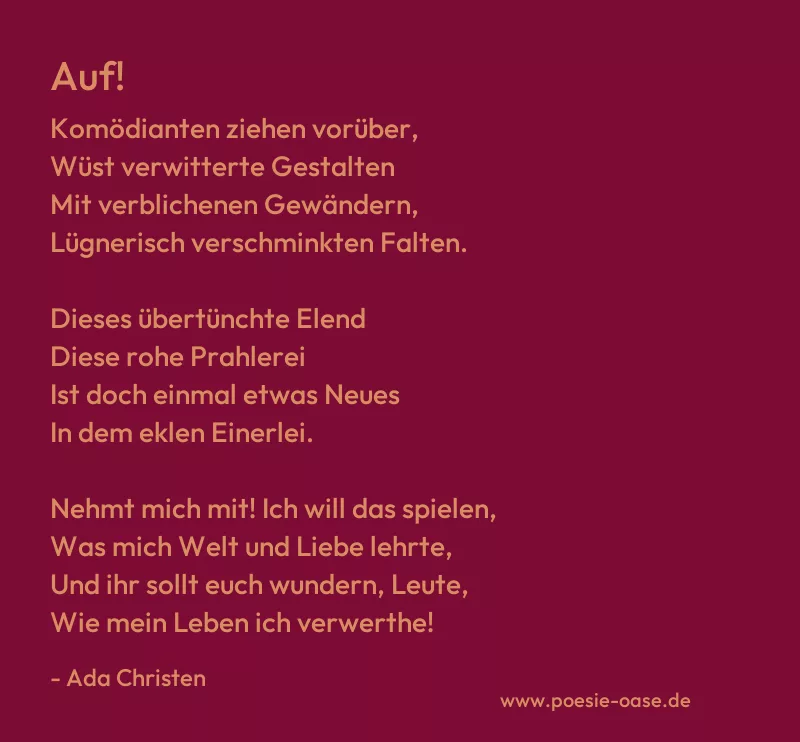 Gedicht: Auf! von Ada Christen