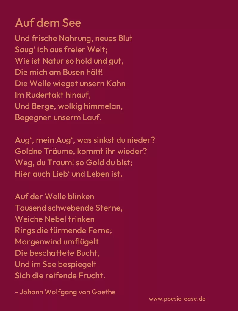 Gedicht: Auf dem See von Johann Wolfgang von Goethe