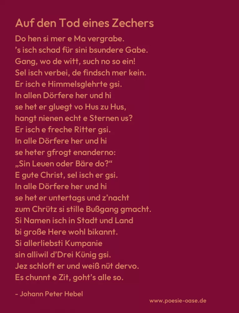 Auf den Tod eines Zechers