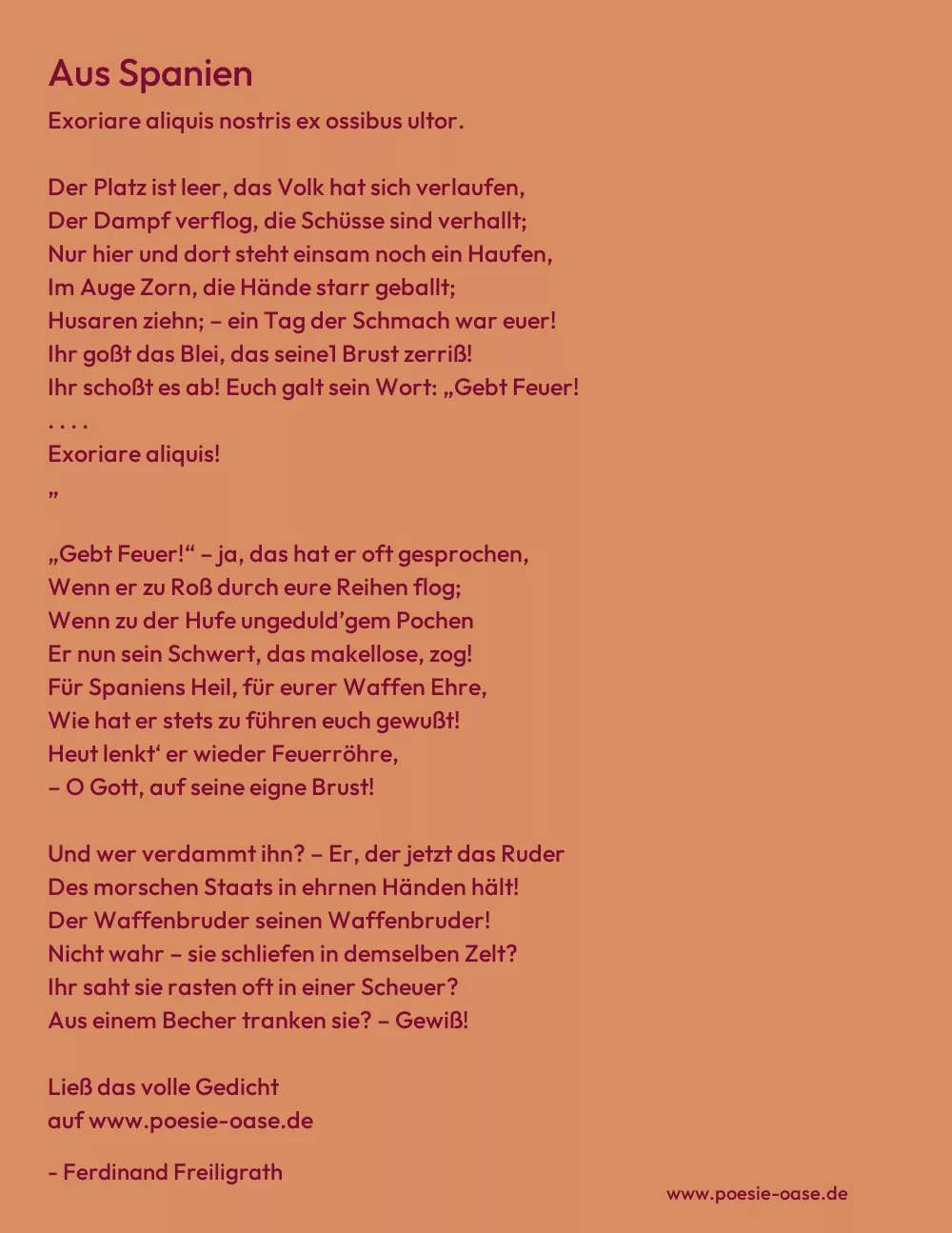 Gedicht: Aus Spanien von Ferdinand Freiligrath