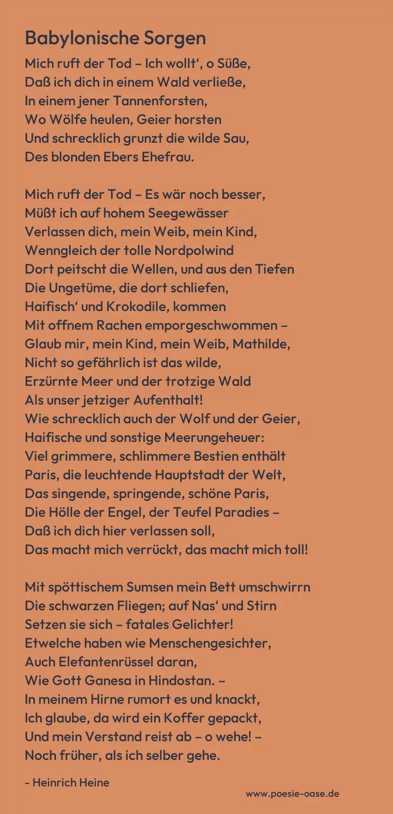 Gedicht: Babylonische Sorgen von Heinrich Heine