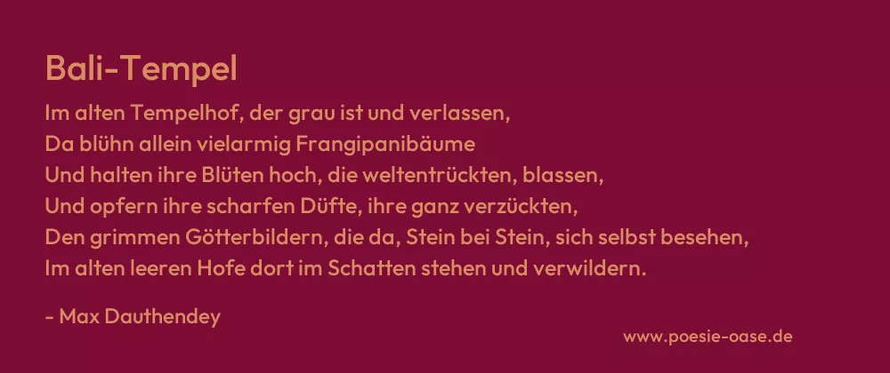 Gedicht: Bali-Tempel von Max Dauthendey