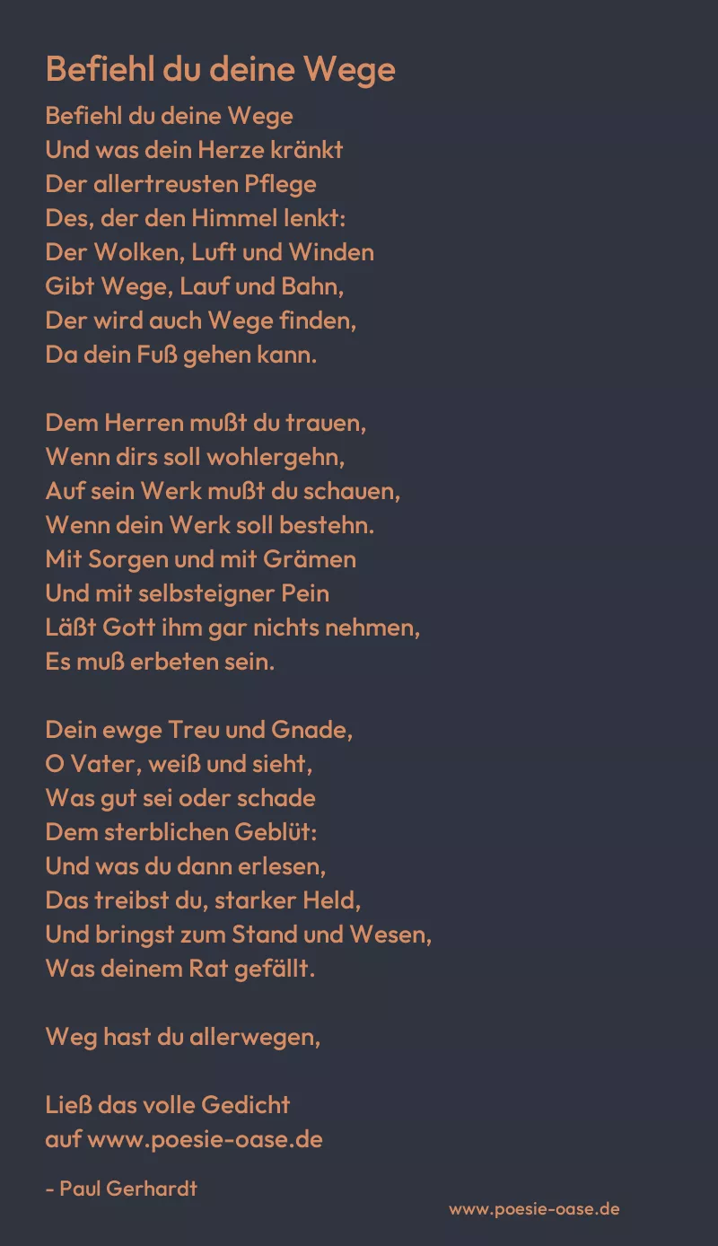 Gedicht: Befiehl du deine Wege von Paul Gerhardt