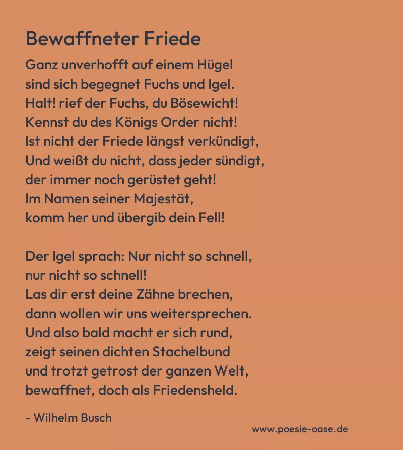 Gedicht: Bewaffneter Friede von Wilhelm Busch