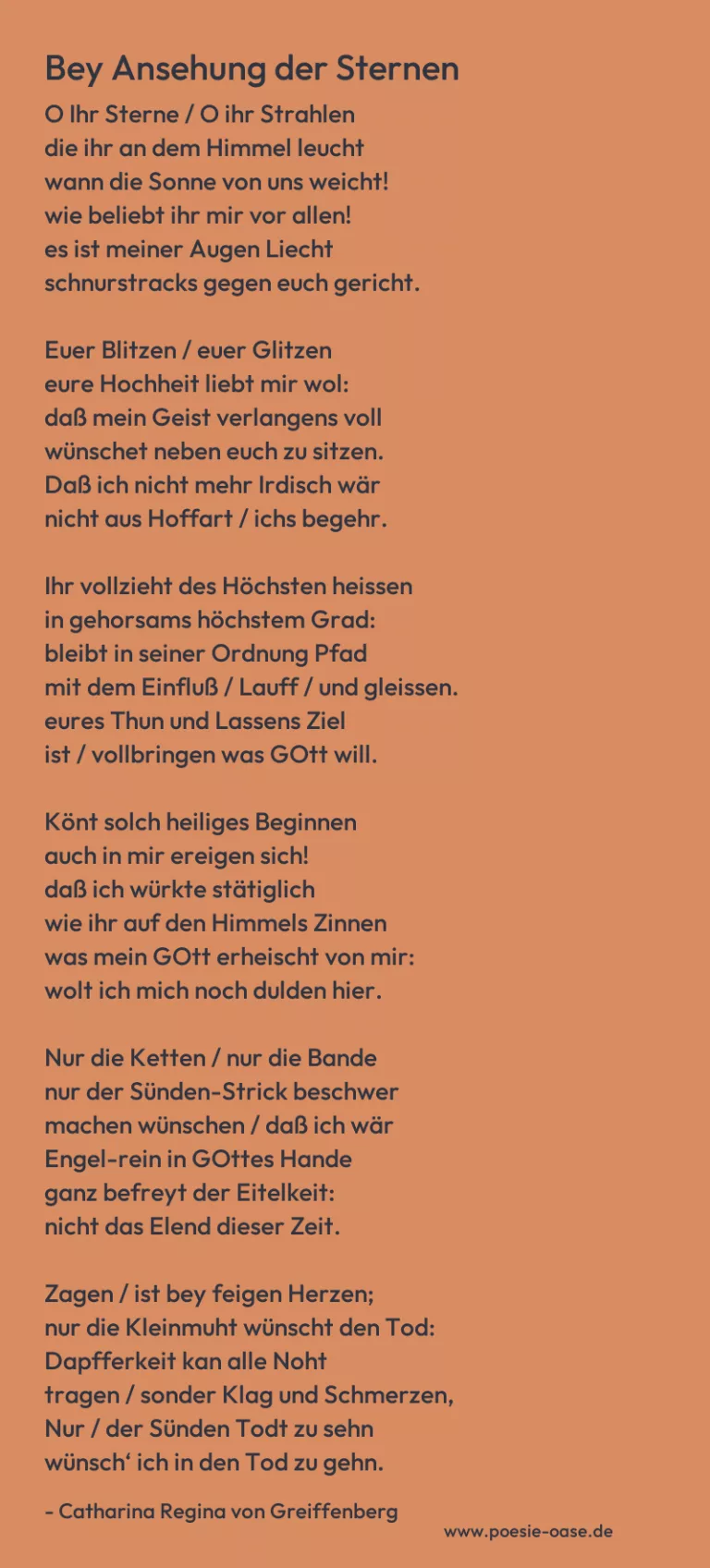 Bey Ansehung der Sternen