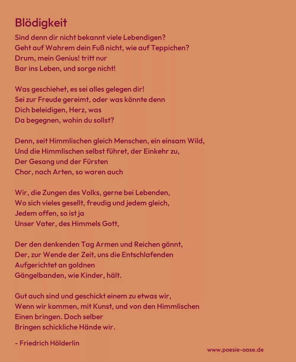 Gedicht: Blödigkeit von Friedrich Hölderlin