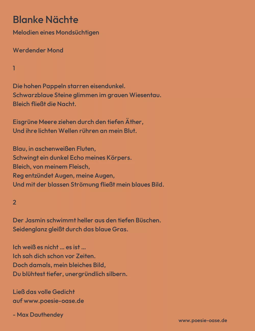 Gedicht: Blanke Nächte von Max Dauthendey