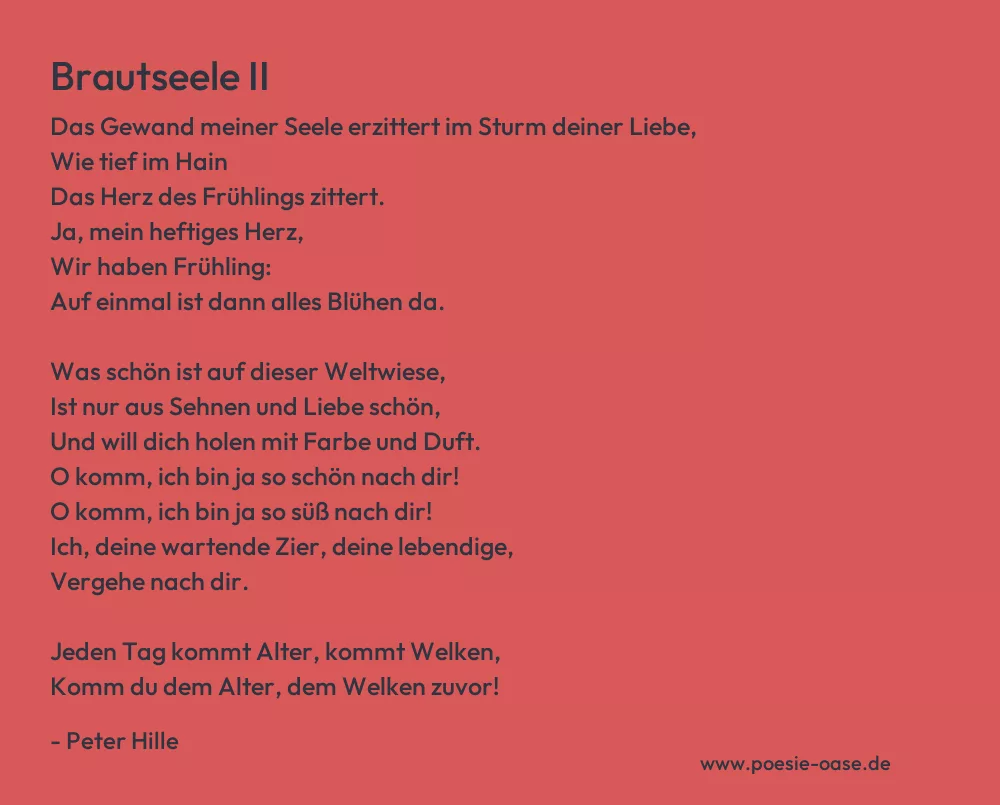 Gedicht: Brautseele II von Peter Hille