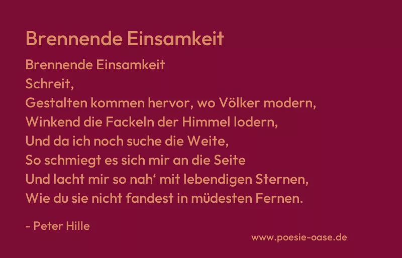 Gedicht: Brennende Einsamkeit von Peter Hille