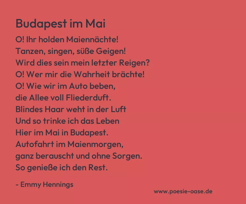 Gedicht: Budapest im Mai von Emmy Hennings