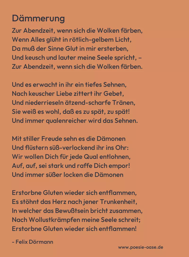 Gedicht: Dämmerung von Felix Dörmann