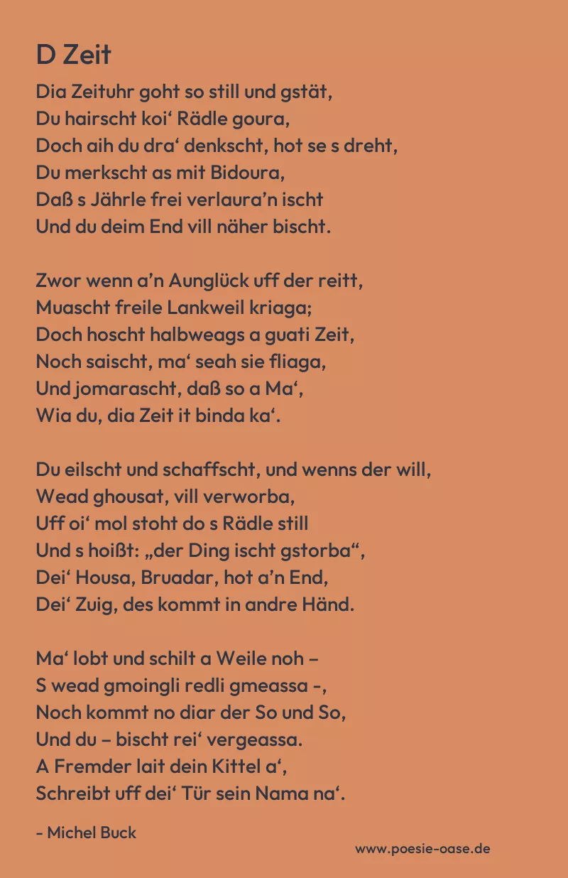 Gedicht: D Zeit von Michel Buck