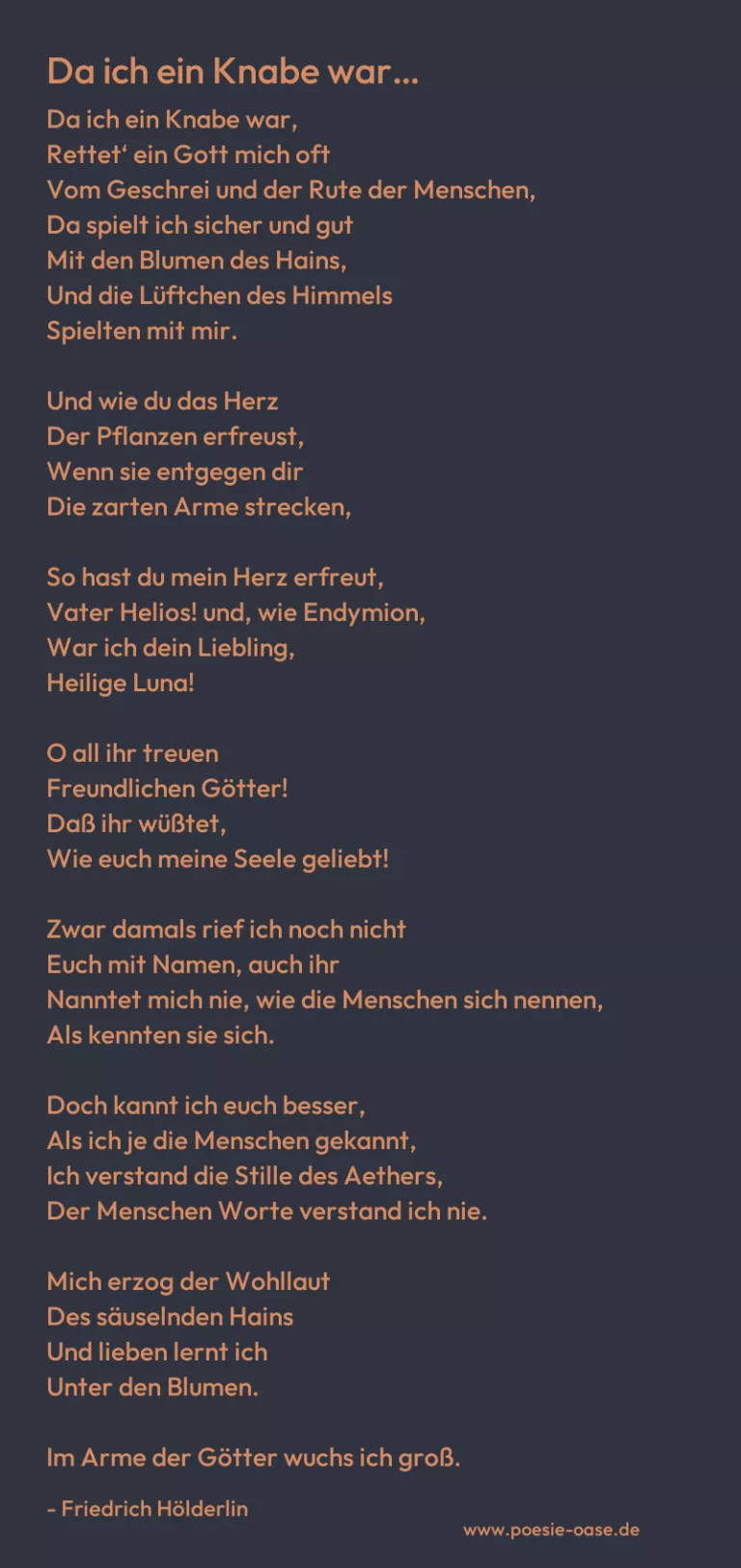 Da ich ein Knabe war…