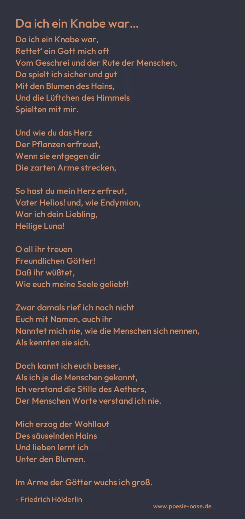 Gedicht: Da ich ein Knabe war… von Friedrich Hölderlin