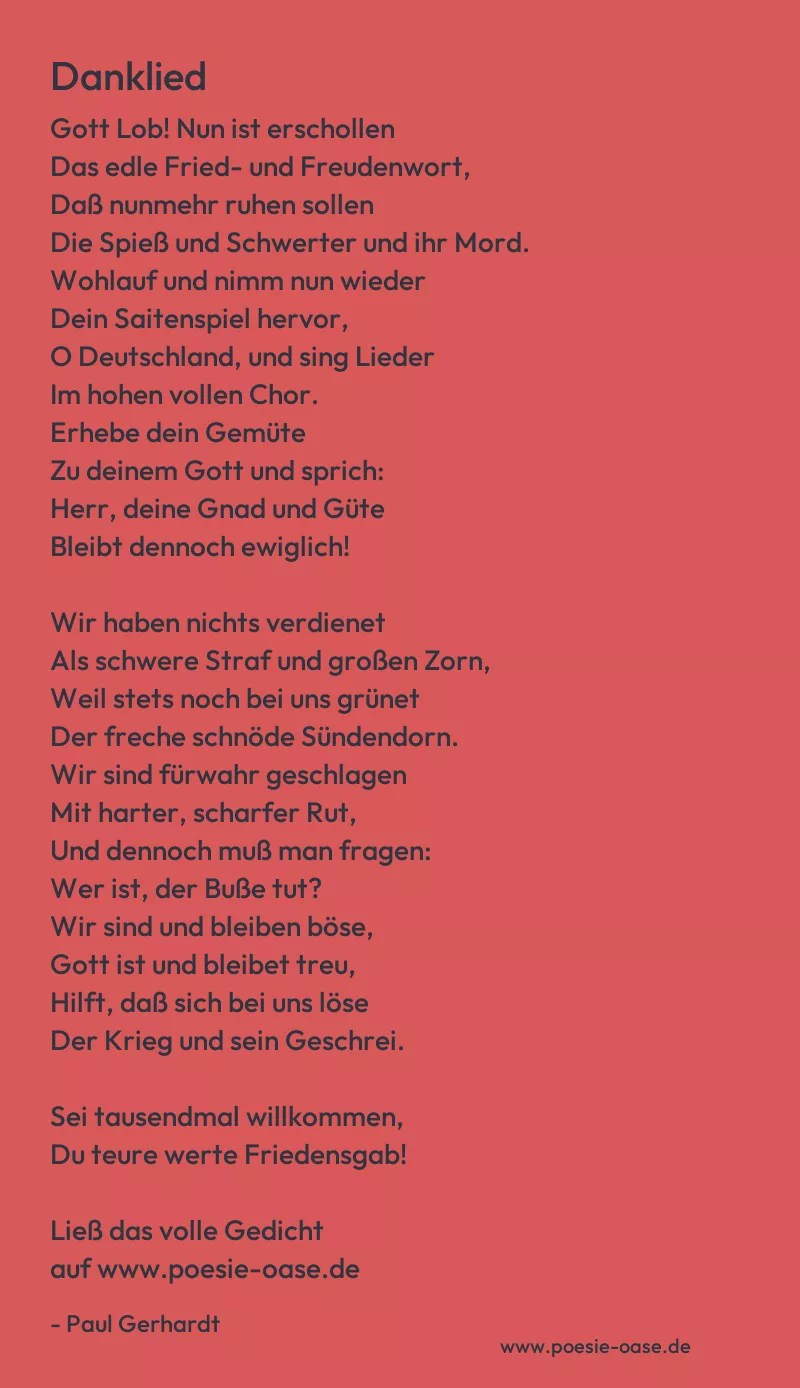 Gedicht: Danklied von Paul Gerhardt
