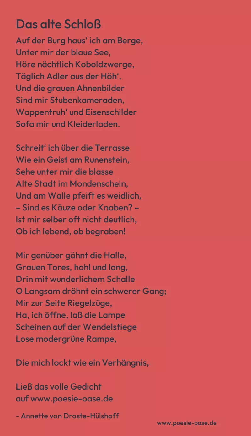 Gedicht: Das alte Schloß von Annette von Droste-Hülshoff