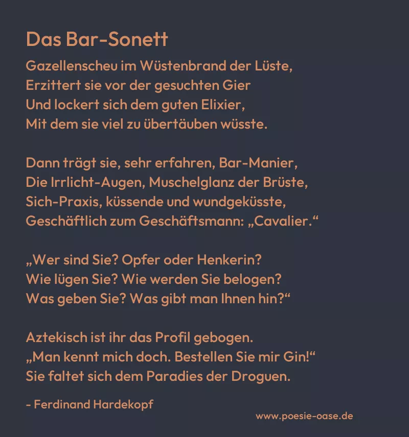 Gedicht: Das Bar-Sonett von Ferdinand Hardekopf