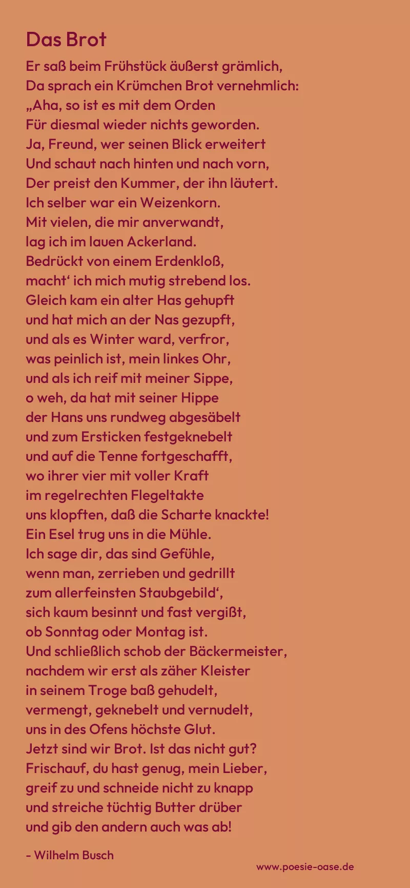Gedicht: Das Brot von Wilhelm Busch