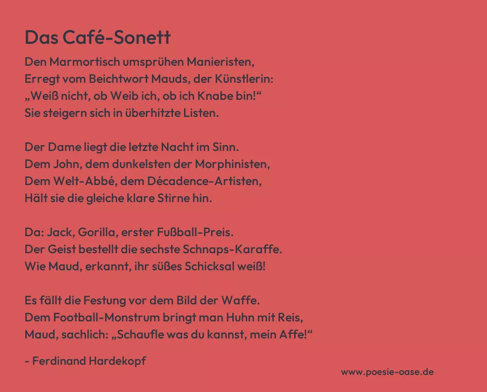 Gedicht: Das Café-Sonett von Ferdinand Hardekopf