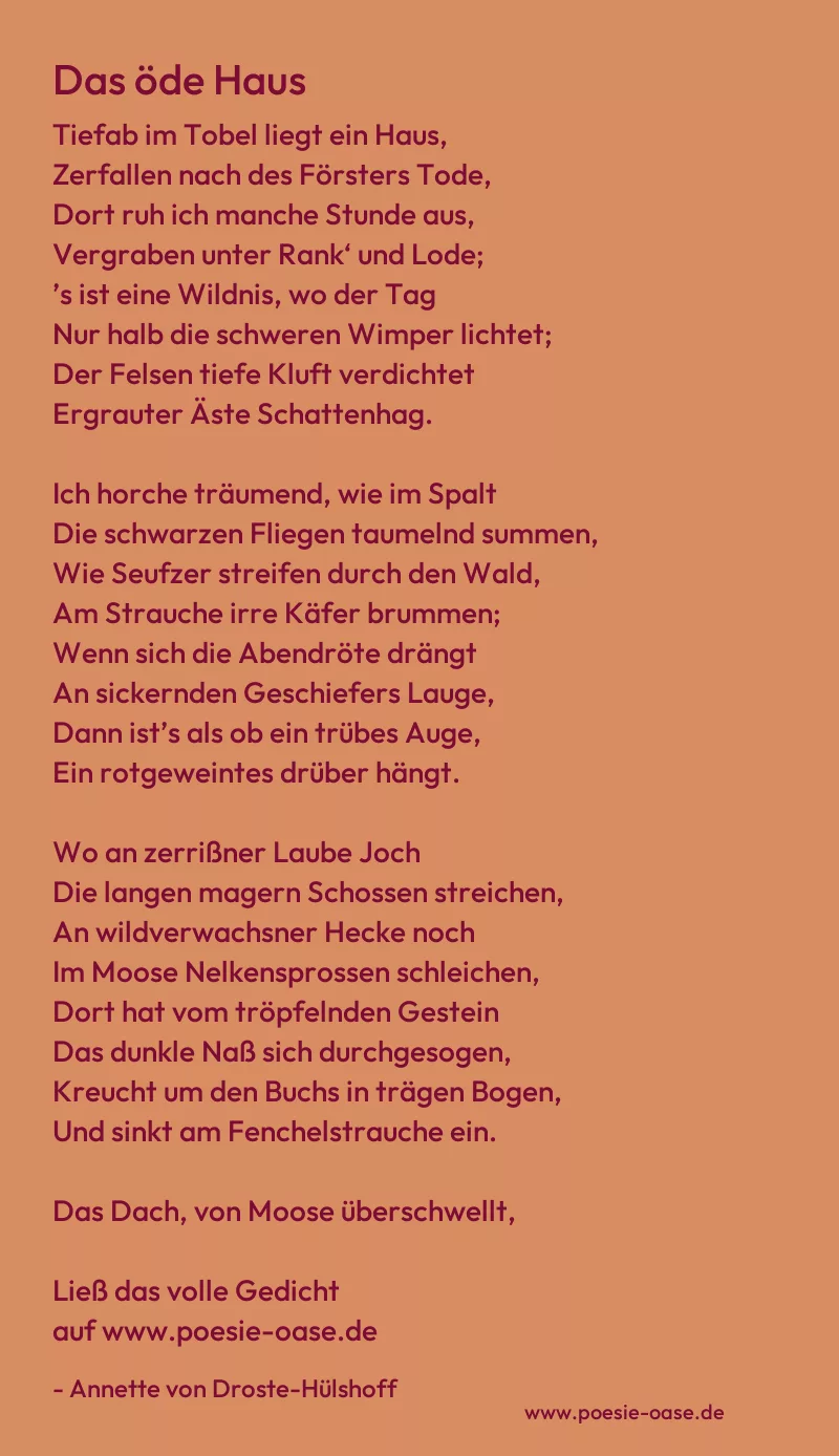 Gedicht: Das öde Haus von Annette von Droste-Hülshoff
