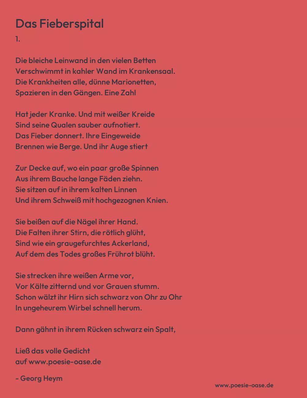 Gedicht: Das Fieberspital von Georg Heym
