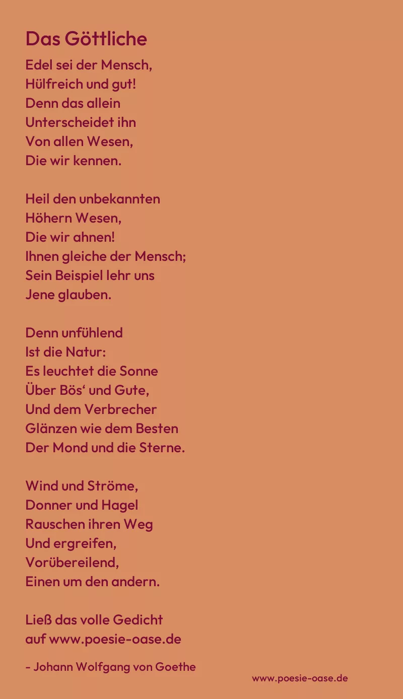 Gedicht: Das Göttliche von Johann Wolfgang von Goethe